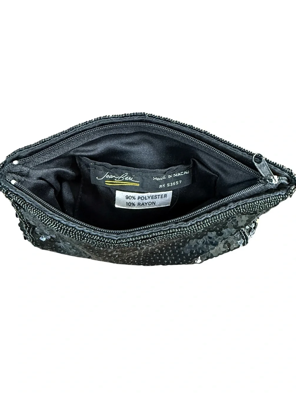 Vintage Joan Bari Black Sequin Beaded Slouchy Clutch/evening Bag